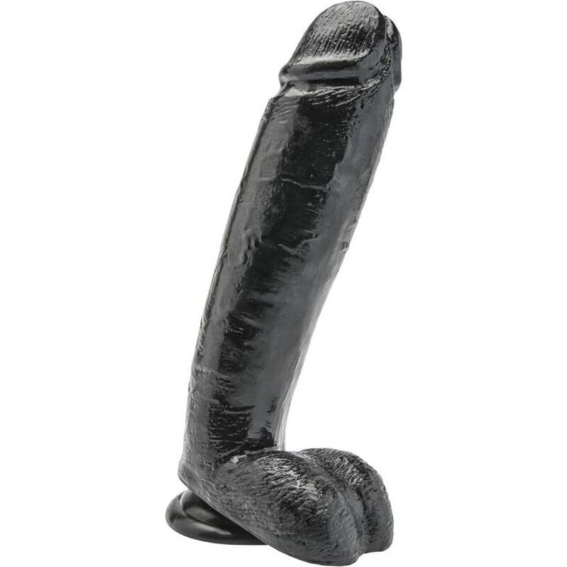 GET REAL - DILDO 25,5 CM COM BOLAS PRETO - D-234570 - Dona Pimenta