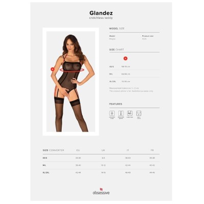 OBSESSIVE - GLANDEZ CROTCHLESS TEDDY XS/S - D-236699 - Dona Pimenta