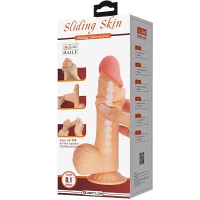 PRETTY LOVE - SÉRIE SLIDING SKIN DILDO REALÍSTICO COM VENTOSA DESLIZANTE PELE 20,6 CM - D-238763 - Dona Pimenta