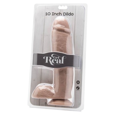 GET REAL - DILDO 25,5 CM COM BOLAS PELE - D-234571 - Dona Pimenta