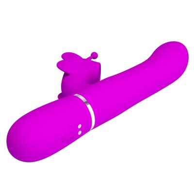 PRETTY LOVE - VIBRADOR COELHO MULTIFUNÇÕES 4 EM 1 BORBOLETE FÚCSIA - D-239891 - Dona Pimenta