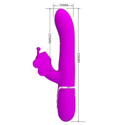 PRETTY LOVE - VIBRADOR COELHO MULTIFUNÇÕES 4 EM 1 BORBOLETE FÚCSIA - D-239891 - Dona Pimenta