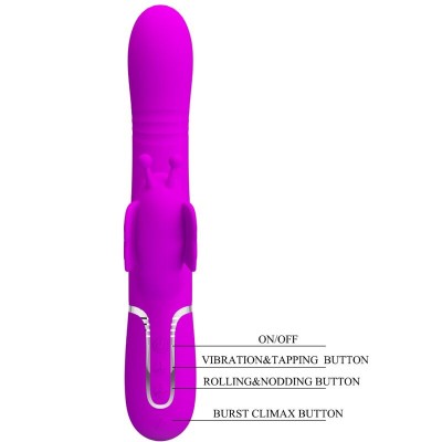 PRETTY LOVE - VIBRADOR COELHO MULTIFUNÇÕES 4 EM 1 BORBOLETE FÚCSIA - D-239891 - Dona Pimenta