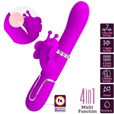 PRETTY LOVE - VIBRADOR COELHO MULTIFUNÇÕES 4 EM 1 BORBOLETE FÚCSIA - D-239891 - Dona Pimenta