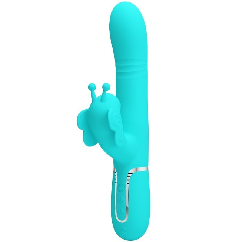 PRETTY LOVE - VIBRADOR COELHO MULTIFUNÇÕES 4 EM 1 BUTTERFLY AQUA VERDE - D-239892 - Dona Pimenta