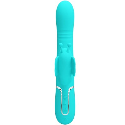 PRETTY LOVE - VIBRADOR COELHO MULTIFUNÇÕES 4 EM 1 BUTTERFLY AQUA VERDE - D-239892 - Dona Pimenta