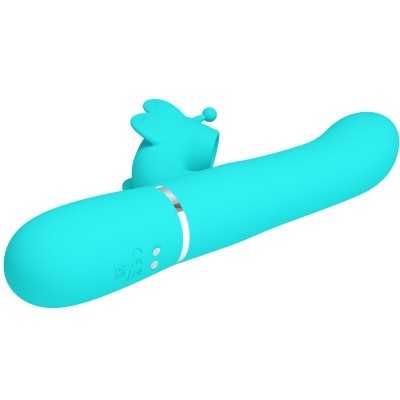 PRETTY LOVE - VIBRADOR COELHO MULTIFUNÇÕES 4 EM 1 BUTTERFLY AQUA VERDE - D-239892 - Dona Pimenta