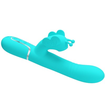 PRETTY LOVE - VIBRADOR COELHO MULTIFUNÇÕES 4 EM 1 BUTTERFLY AQUA VERDE - D-239892 - Dona Pimenta