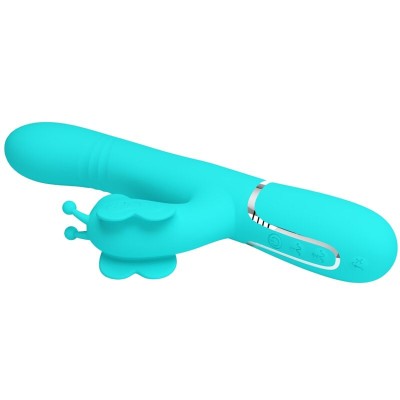 PRETTY LOVE - VIBRADOR COELHO MULTIFUNÇÕES 4 EM 1 BUTTERFLY AQUA VERDE - D-239892 - Dona Pimenta