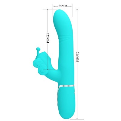 PRETTY LOVE - VIBRADOR COELHO MULTIFUNÇÕES 4 EM 1 BUTTERFLY AQUA VERDE - D-239892 - Dona Pimenta