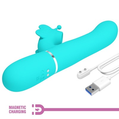 PRETTY LOVE - VIBRADOR COELHO MULTIFUNÇÕES 4 EM 1 BUTTERFLY AQUA VERDE - D-239892 - Dona Pimenta