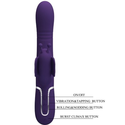 PRETTY LOVE - VIBRADOR COELHO MULTIFUNÇÕES 4 EM 1 BORBOLETA ROXO - D-239893 - Dona Pimenta