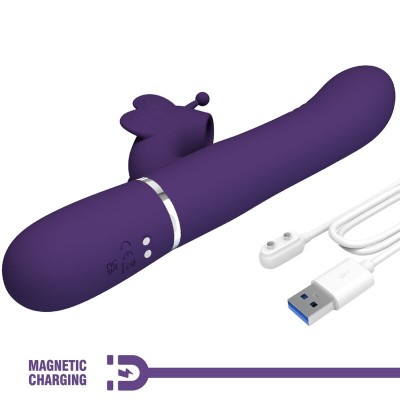 PRETTY LOVE - VIBRADOR COELHO MULTIFUNÇÕES 4 EM 1 BORBOLETA ROXO - D-239893 - Dona Pimenta