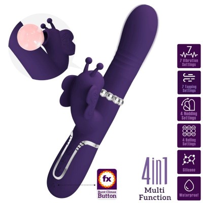 PRETTY LOVE - VIBRADOR COELHO MULTIFUNÇÕES 4 EM 1 BORBOLETA ROXO - D-239893 - Dona Pimenta