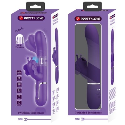 PRETTY LOVE - VIBRADOR COELHO MULTIFUNÇÕES 4 EM 1 BORBOLETA ROXO - D-239893 - Dona Pimenta