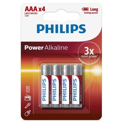 PHILIPS - BATERIA POWER ALCALINA AAA LR03 4 PACK - D-240534 - Dona Pimenta