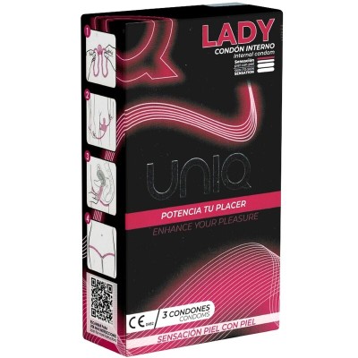 UNIQ LADY CONDOM Preservativos femininos sem látex com cinta liga 3 unidades - D-215002 - Dona Pimenta