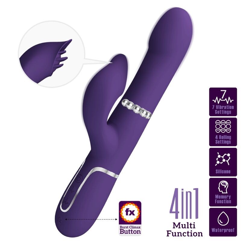 PRETTY LOVE - ZALIN VIBRADOR DE COELHO PÉROLAS 4 EM 1 ROXO - D-240557 - Dona Pimenta