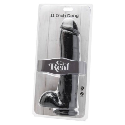 GET REAL - DILDO 28 CM COM BOLAS PRETAS - D-234572 - Dona Pimenta