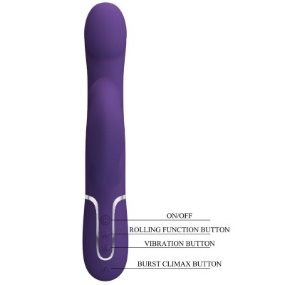 PRETTY LOVE - ZALIN VIBRADOR DE COELHO PÉROLAS 4 EM 1 ROXO - D-240557 - Dona Pimenta