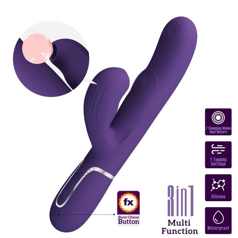 PRETTY LOVE - VIBRADOR PERLITA G-SPOT 3 EM 1 MULTIFUNO ROXO - D-240558 - Dona Pimenta