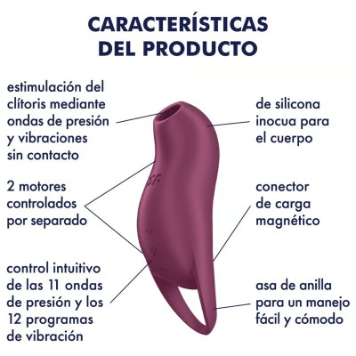 SATISFYER - ESTIMULADOR DE CLITÓRIS POCKET PRO 1 GARNET - D-239973 - Dona Pimenta