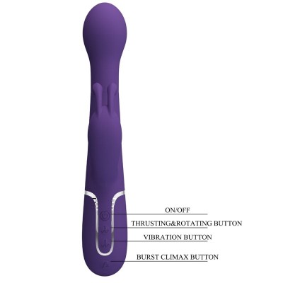 PRETTY LOVE - VIBRADOR COELHO DEJON 3 EM 1 MULTIFUNO ROXO - D-240560 - Dona Pimenta