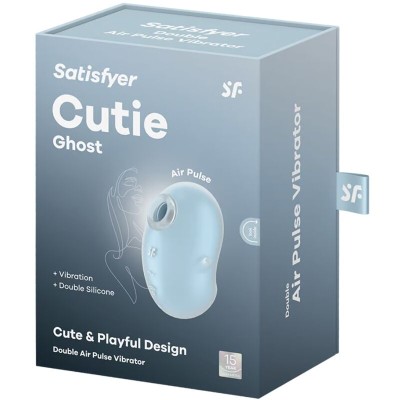 SATISFYER - VIBRADOR CUTIE GHOST LAY-ON AZUL CLARO - D-239976 - Dona Pimenta