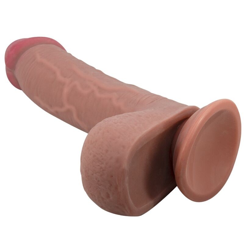 PRETTY LOVE - SÉRIE SLIDING SKIN DILDO REALÍSTICO COM VENTOSA DESLIZANTE PELE MARROM 23,4 CM - D-238282 - Dona Pimenta