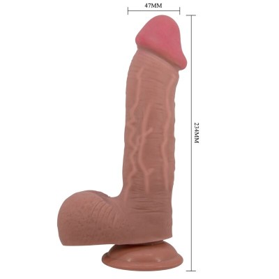 PRETTY LOVE - SÉRIE SLIDING SKIN DILDO REALÍSTICO COM VENTOSA DESLIZANTE PELE MARROM 23,4 CM - D-238282 - Dona Pimenta