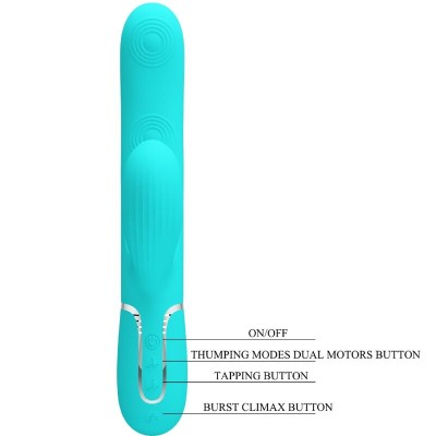 PRETTY LOVE - PERLITA MULTIFUNO 3 EM 1 VIBRADOR G-SPOT AQUA VERDE - D-238775 - Dona Pimenta