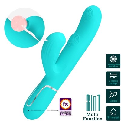 PRETTY LOVE - PERLITA MULTIFUNO 3 EM 1 VIBRADOR G-SPOT AQUA VERDE - D-238775 - Dona Pimenta