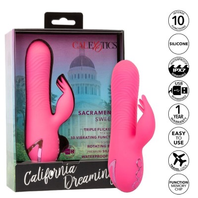 CALEXOTICS - SACRAMENTO SWEETIE VIBRADOR COELHO ROSA POR CALIFORNIA DREAMING - D-239982 - Dona Pimenta