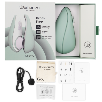 WOMANIZER - LIBERTY 2 ESTIMULADOR DE CLITORIS & SUCKER VERDE CLARO - D-238117 - Dona Pimenta