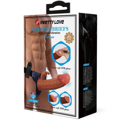 PRETTY LOVE - MARION HARNESS CUECAS UNIVERSAIS COM DILDO VIBRATÓRIO 19 CM MARROM - D-239744 - Dona Pimenta