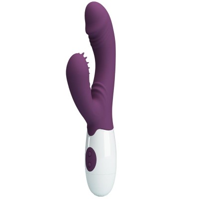 PRETTY LOVE - ANDRE VIBRADOR COELHO E ESTIMULADOR DE PONTO G ROXO - D-239770 - Dona Pimenta