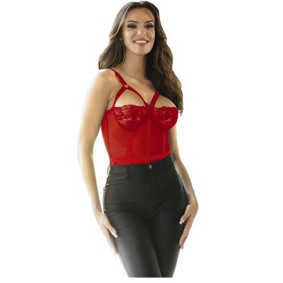 SUBBLIME - TEDDY COM ALA LIGA DETALHE PEITO VERMELHO S/M - D-239909 - Dona Pimenta