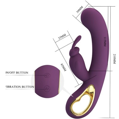 PRETTY LOVE - LIAM VIBRADOR RABBIT E ESTIMULADOR DO PONTO G ROXO - D-240539 - Dona Pimenta