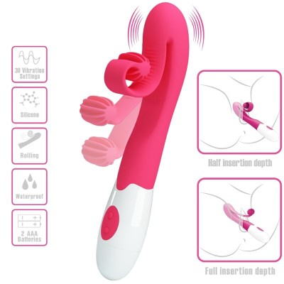 ROMANCE - VIBRADOR E ESTIMULADOR 30 VELOCIDADES COR-DE-ROSA - D-240550 - Dona Pimenta