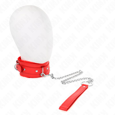 KINK - COLAR COM TRELA 65 CM COM RESTRIÃÃES VERMELHO 36-42 CM X 5,5 CM - D-240785 - Dona Pimenta