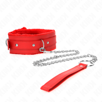 KINK - COLAR COM TRELA 65 CM COM RESTRIÃÃES VERMELHO 36-42 CM X 5,5 CM - D-240785 - Dona Pimenta