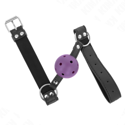 KINK - BOLA RESPIRÃVEL 4 CM MORDAÃA COM REBITE DUPLO ROXO 62,5 x 2,5 CM AJUSTÃVEL 42-58 CM - D-240853 - Dona Pimenta