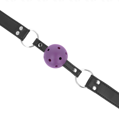 KINK - BOLA RESPIRÃVEL 4 CM MORDAÃA COM REBITE DUPLO ROXO 62,5 x 2,5 CM AJUSTÃVEL 42-58 CM - D-240853 - Dona Pimenta