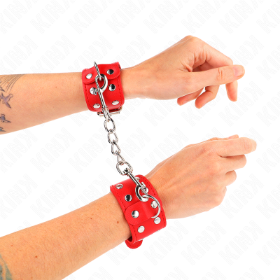 KINK - PULSEIRAS COM LINHA DUPLA DE PREGOS AJUSTÃVEIS VERMELHO - D-241003 - Dona Pimenta