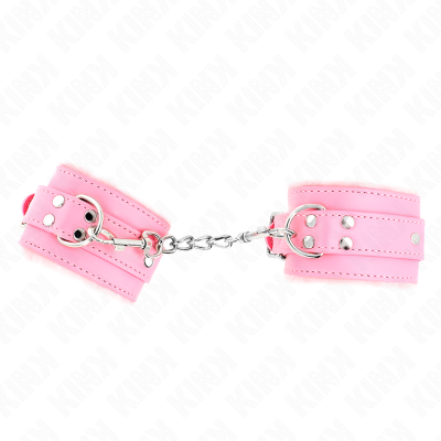 KINK - PULSO FORRO DE PELE ROSA COM CINTO ROSA AJUSTÃVEL 17-29 CM X 6 CM - D-241027 - Dona Pimenta