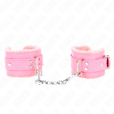 KINK - PULSO FORRO DE PELE ROSA COM CINTO ROSA AJUSTÃVEL 17-29 CM X 6 CM - D-241027 - Dona Pimenta