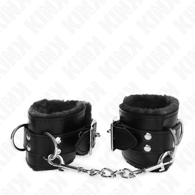 KINK - PULSO FORRO DE PELE PRETO COM CINTO PRETO AJUSTÃVEL 17-29 CM X 6 CM - D-241029 - Dona Pimenta