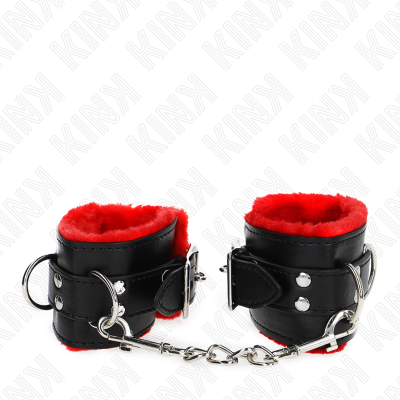 KINK - PULSO FORRO DE PELE COM FUROS QUADRADOS CINTO VERMELHO E PRETO AJUSTÃVEIS 17-29 CM X 6 CM - D-241034 - Dona Pimenta