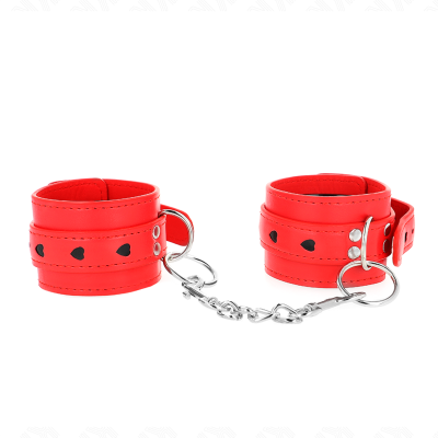 KINK - PULSO VERMELHO COM INSERÃÃO DE CORAÃÃO PRETO AJUSTÃVEL 21-28 CM X 5,5 CM - D-241055 - Dona Pimenta