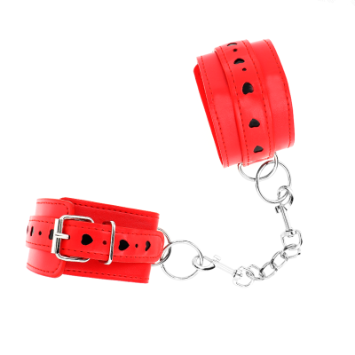 KINK - PULSO VERMELHO COM INSERÃÃO DE CORAÃÃO PRETO AJUSTÃVEL 21-28 CM X 5,5 CM - D-241055 - Dona Pimenta